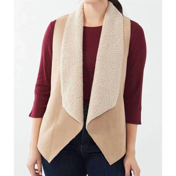 FDJ Jackets & Blazers - NEW FDJ faux suede sherpa lined vest in tan